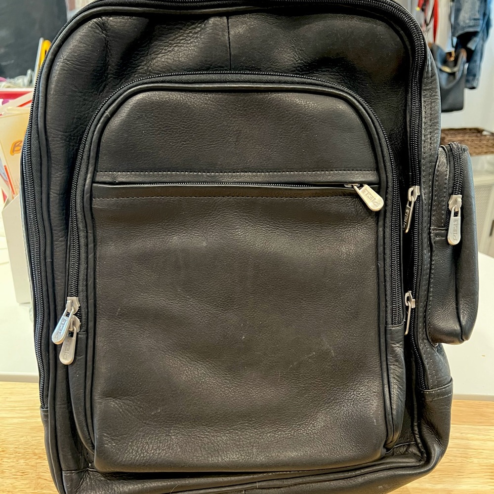 Piel Black Leather Computer Backpack